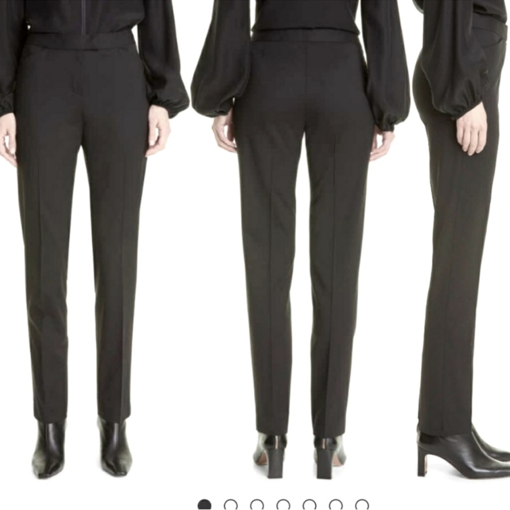 Lafayette 148 Black Irving Virgin Wool Slim Trousers Size 8